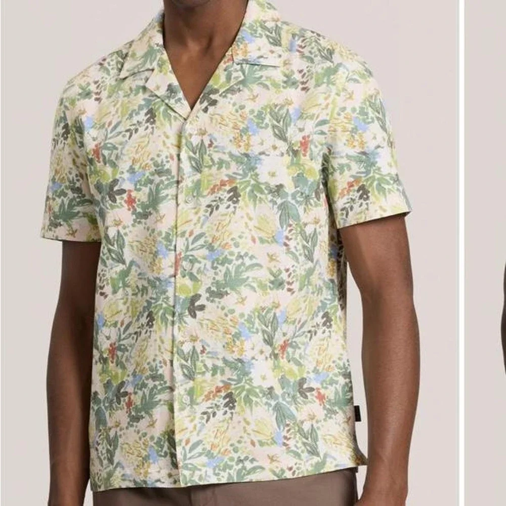 Ted Baker Men's Printed Button Down Shirt Floral $150 Retail Size Medium